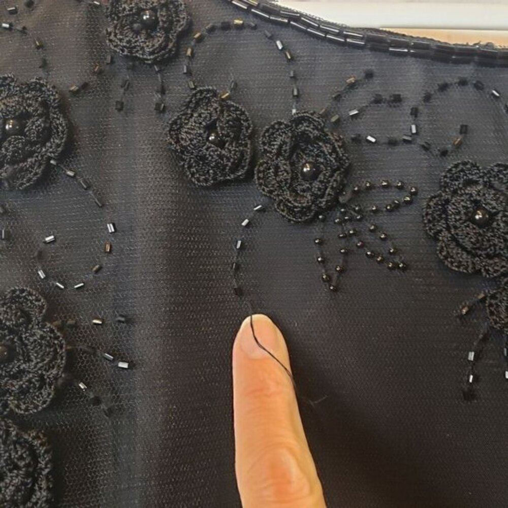 ABS BY ALLEN SCHWARTZ Beaded Floral Sleeveless Cocktail Dress - Picture 6 of 12